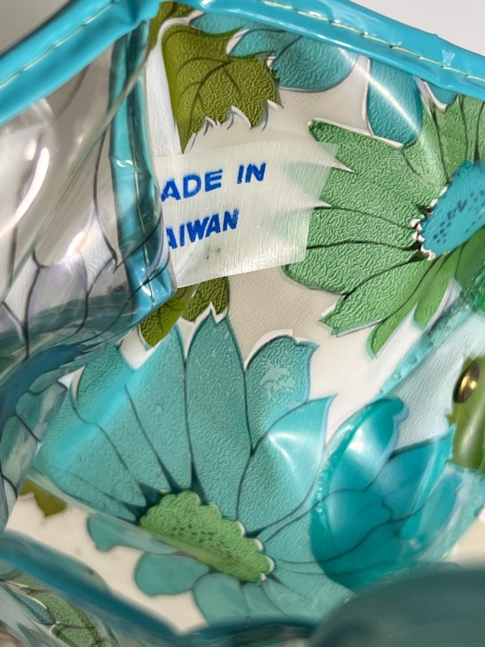 Groovy Vintage Clear Vinyl Retro Blue Green Floral Daisy Tote Bag 60s 70s - Picture 11 of 16